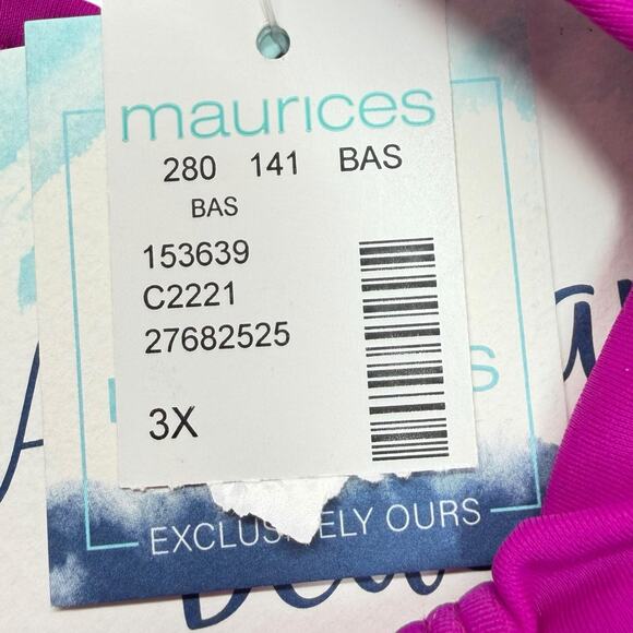Maurices Womens 3X Fuchsia Pink Tankini Swim Top Built In Bra Tie Back - Picture 7 of 8